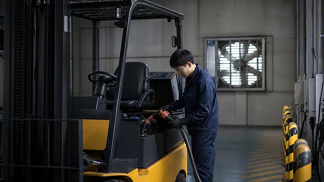 지게차 배터리 폐기 절차 현장 확인 이미지